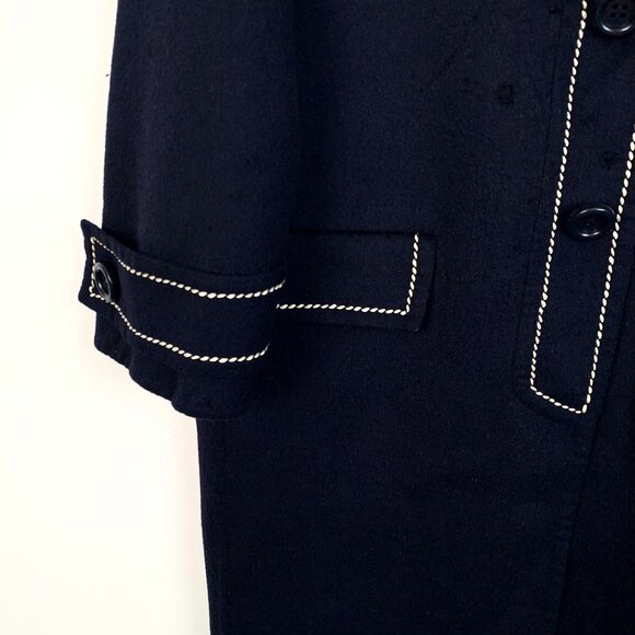 Prada Womens Wool-Blend Coat With Contrasting Stitching & Button Closure - Picture 4 of 8